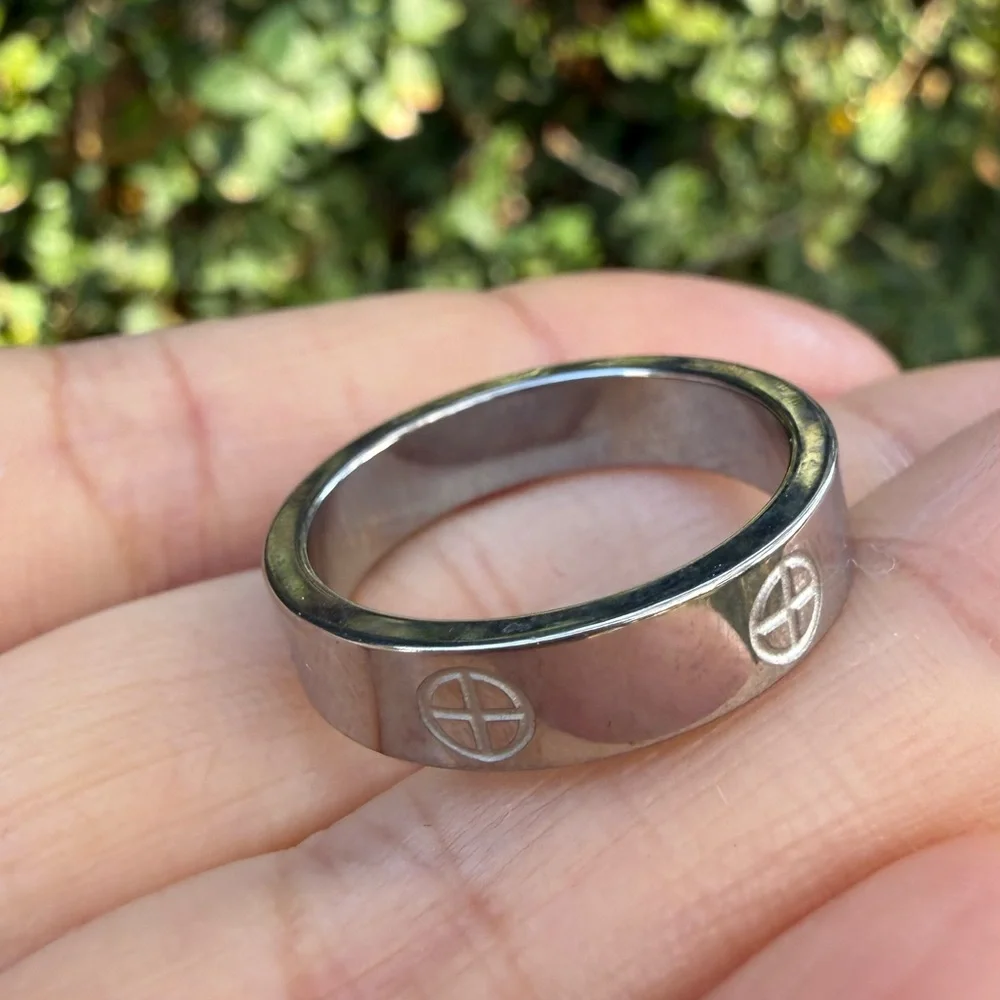 Classic Cross Silver Ring Stainless Steel Waterproof